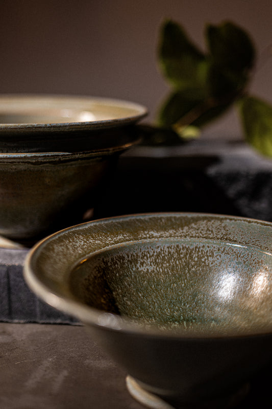 Stoneware Pasta Bowl, Light Green Frost Glaze