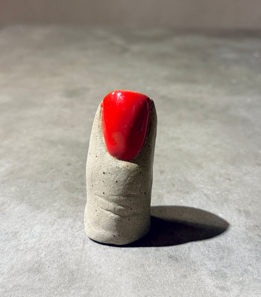 Salt Shaker “Finger” in Stoneware – Red Nail