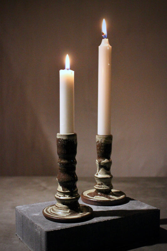 Candlestick in Red Stoneware – Frost Glaze