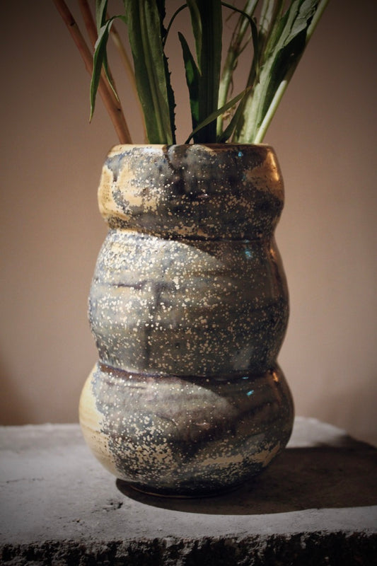 Stoneware Vase, Bubble Shape – Blue/Grey/Beige