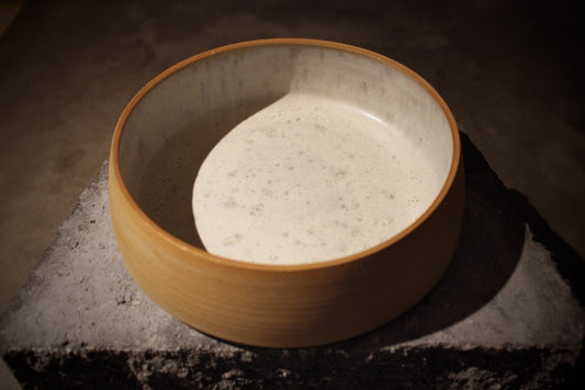 Low Bowl/Dish with Unglazed Exterior and Glazed Interior, 17.5 cm