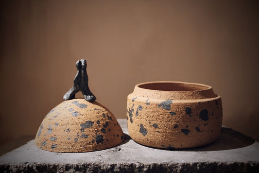 Lidded Jar – Wood-Inspired – 12 cm