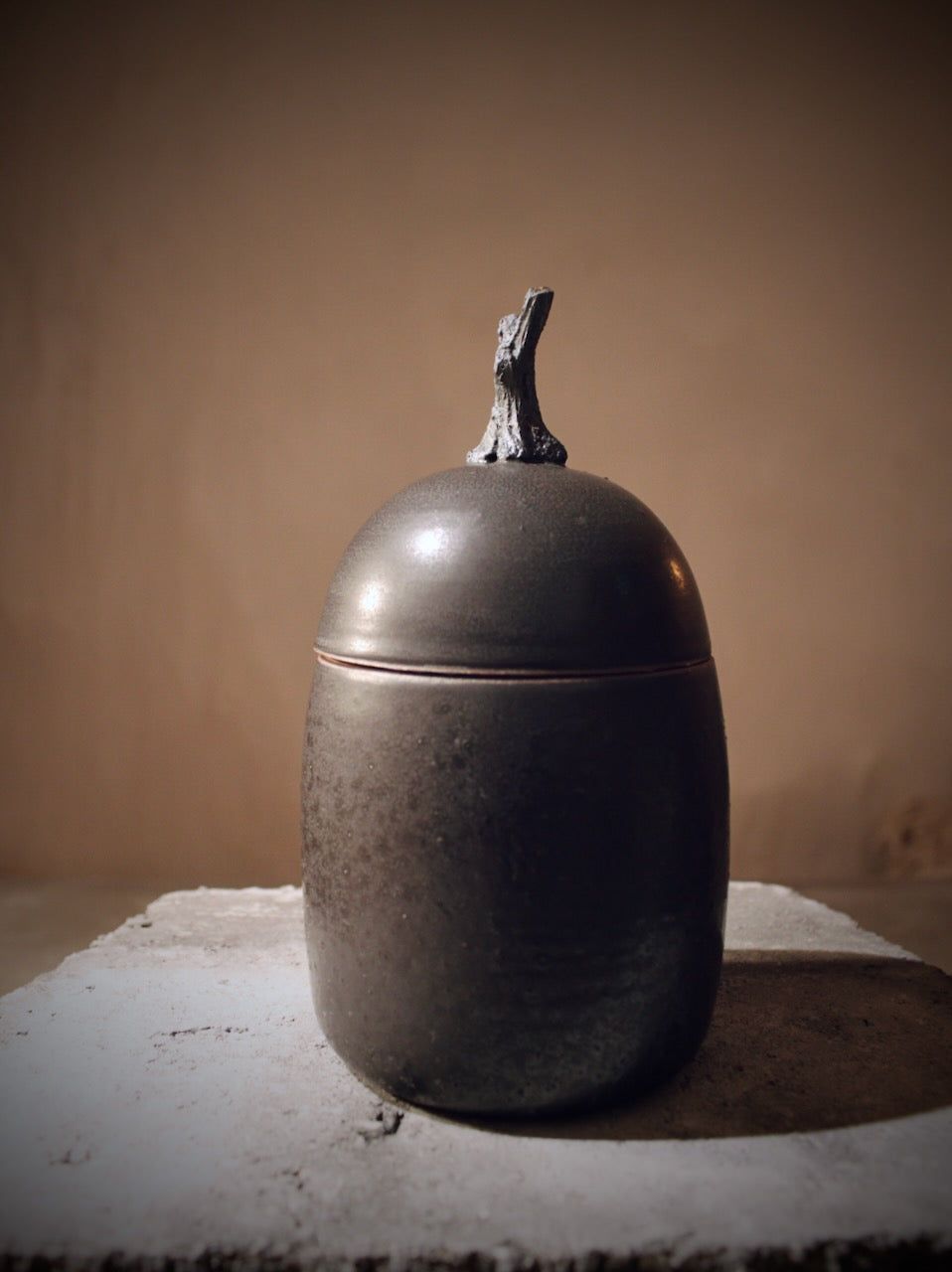 Stoneware Lidded Jar, Matte Black, Large – 14 cm