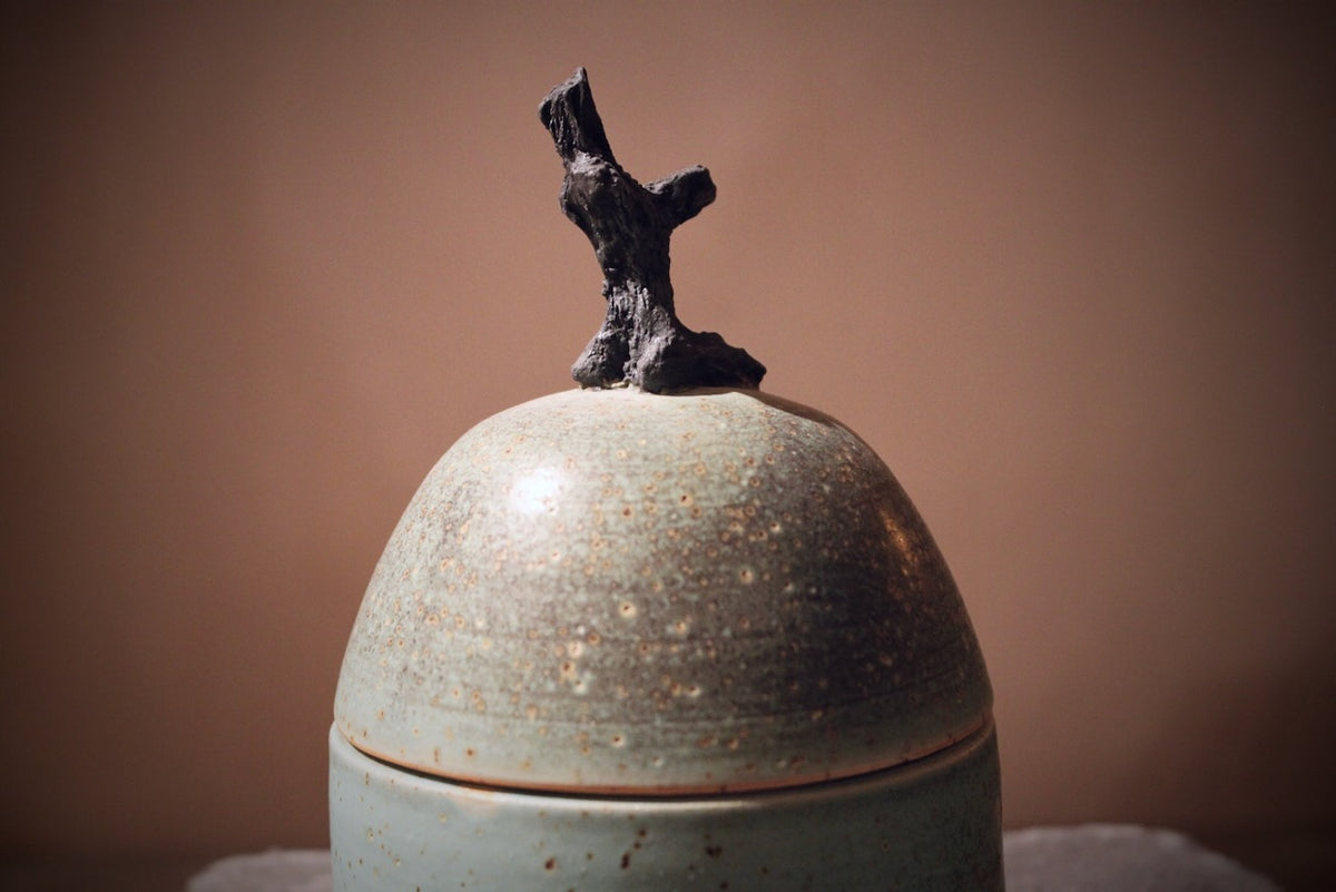 Stoneware Lidded Jar, Copper Green – Large, 12 cm