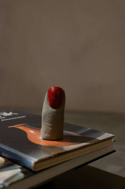 Salt Shaker “Finger” in Stoneware – Red Nail