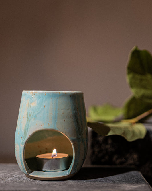 Stoneware Oil Burner – Light Blue Glaze