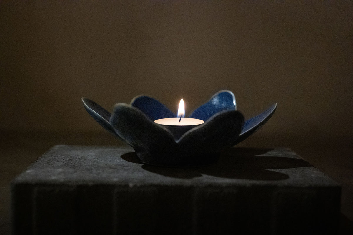 Hepatica, Candle Holder – Blue Glaze