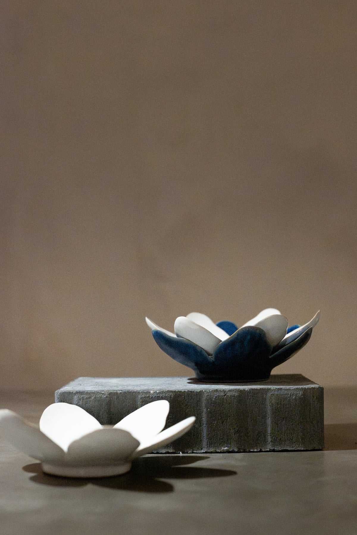 Wood Anemone, Candle Holder – Glossy White Glaze
