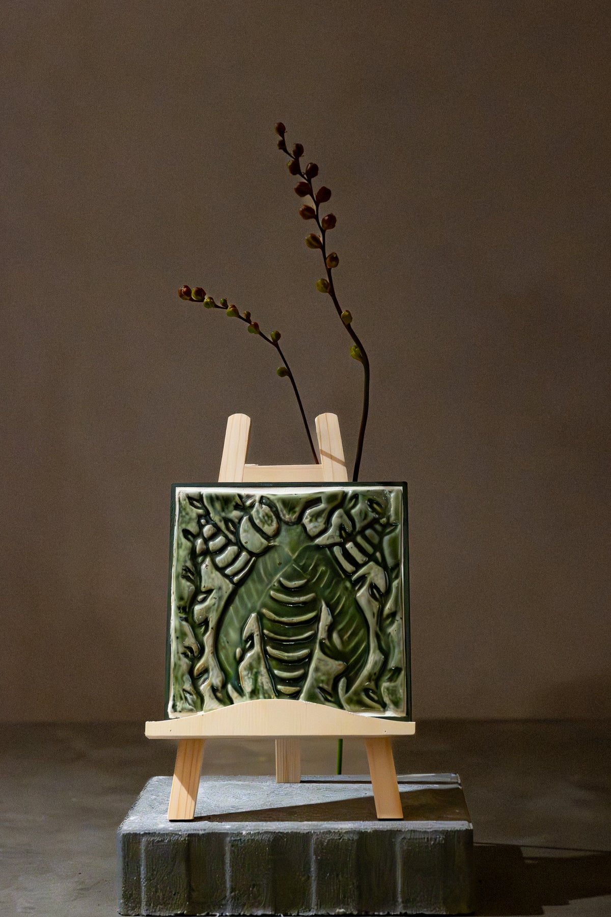 Beetle, Ceramic Trivet/Wall Plaque – Pine Green