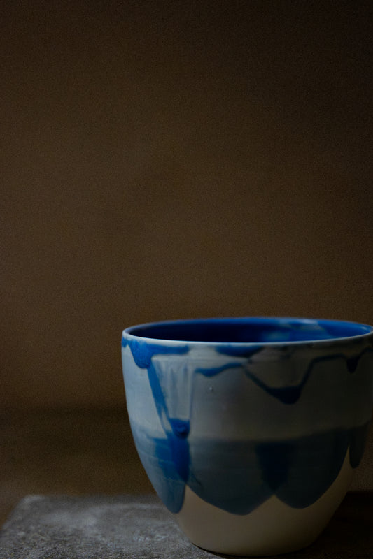 Porcelain Teacup, Cornflower Blue Glaze
