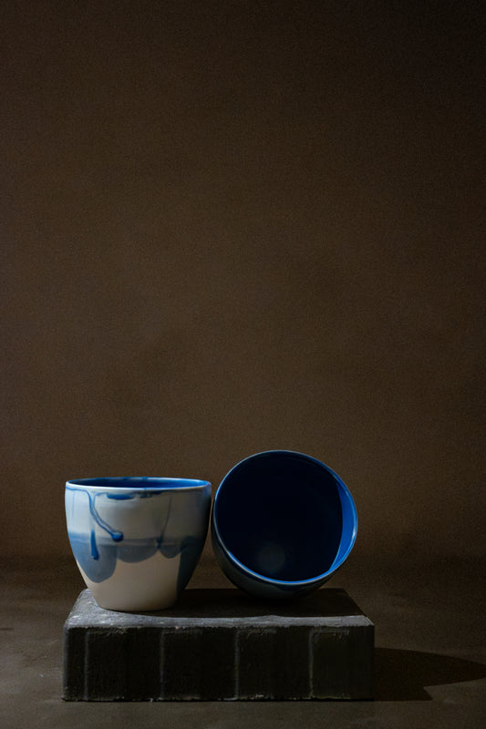 Porcelain Teacup, Cornflower Blue Glaze