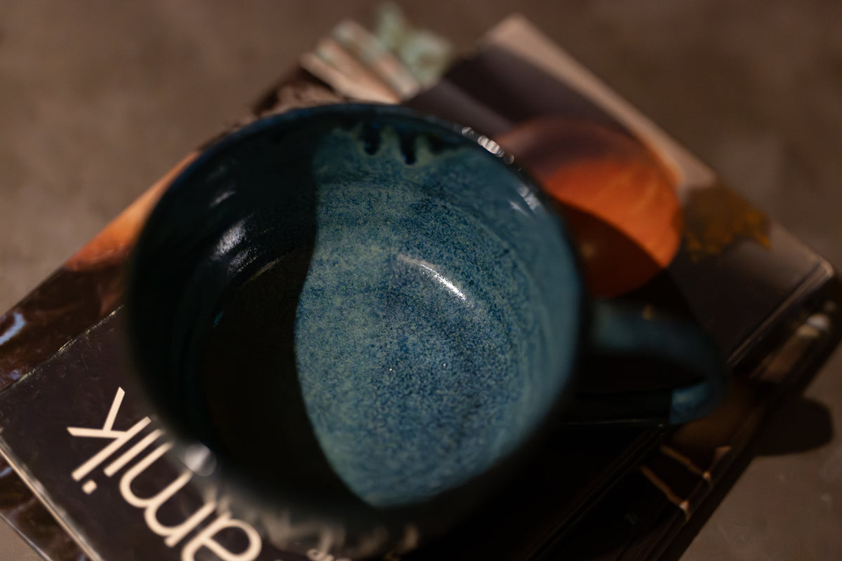 Stoneware Teacup, Blue-Green/Petrol Glaze – 1 pc