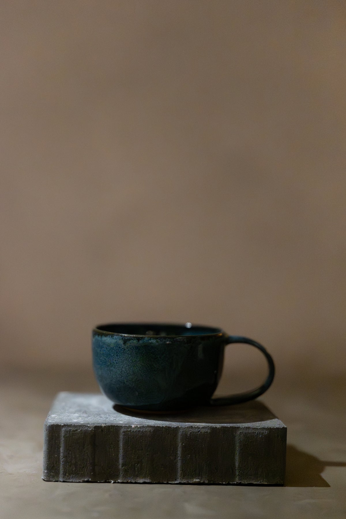 Stoneware Teacup, Blue-Green/Petrol Glaze – 1 pc