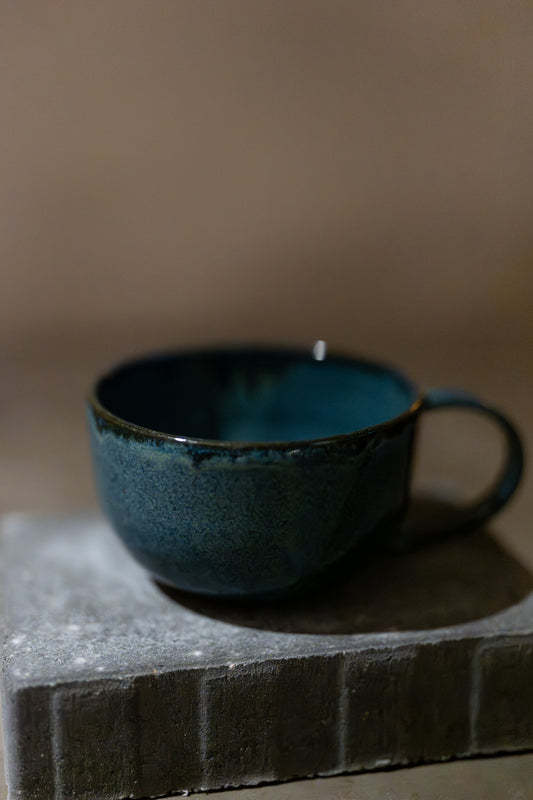 Stoneware Teacup, Blue-Green/Petrol Glaze – 1 pc