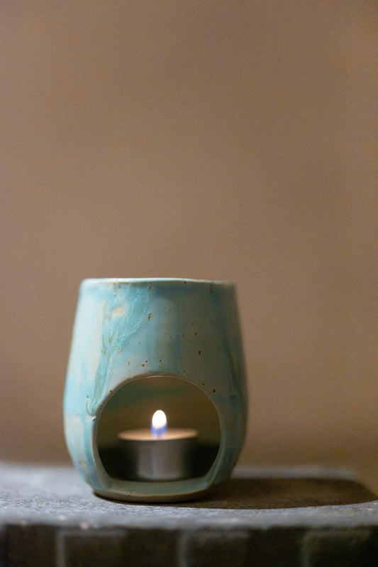 Stoneware Oil Burner – Light Blue Glaze